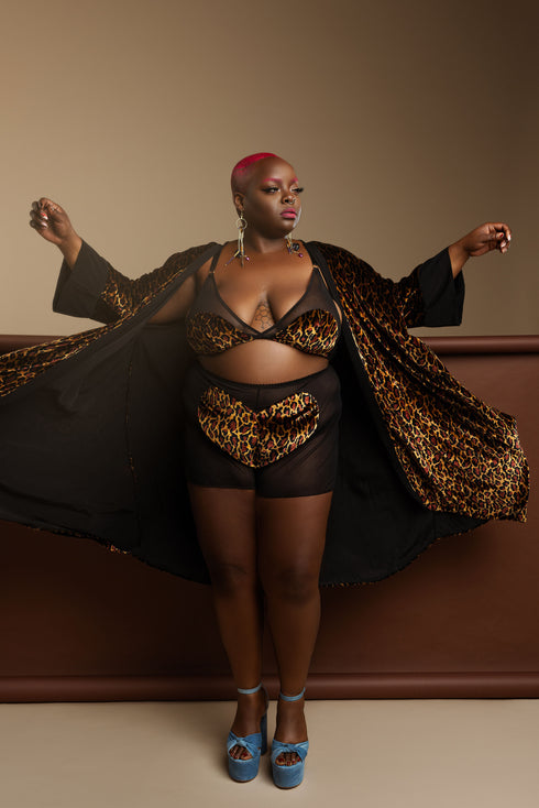 Ronnie Leopard Velvet Robe