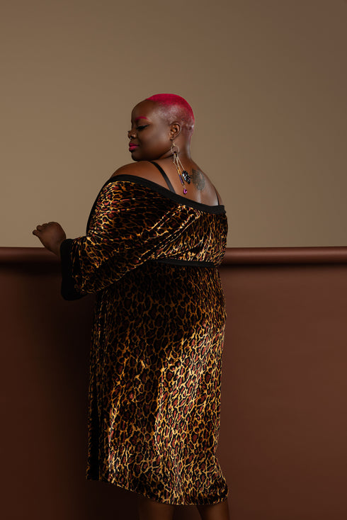 Ronnie Leopard Velvet Robe